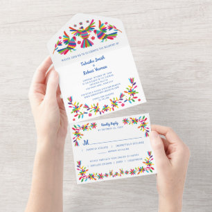 Otomi Mexicano Tudo em Um Convite de casamento