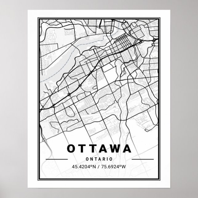 Ottawa Ontário Canadá Viagem Map Poster (Frente)