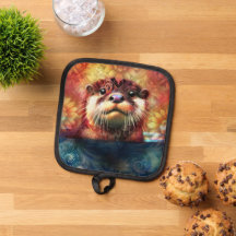 Otter Abstrato Floral Teal Laranja Vermelho Laranj