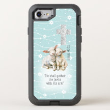 Adorable Pastel Turquoise Floral Lambs Cross Faith