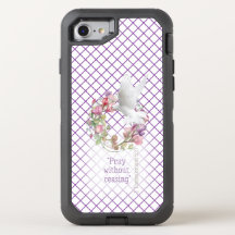 Girly Purple Grid Sweet Pea Wreath Dove Faith