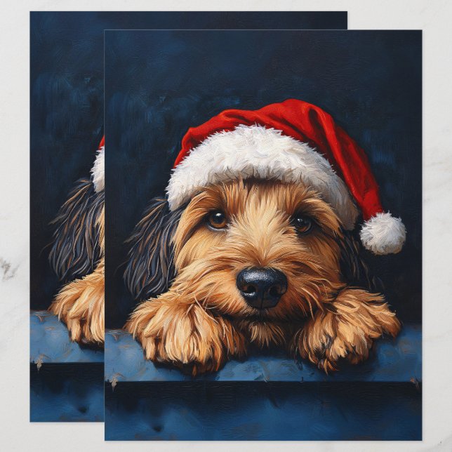Otterhound Em Um Livro De Papeis De Santa Hat (Frente/Verso)