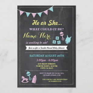 Ou género revelam o convite do chá de fraldas