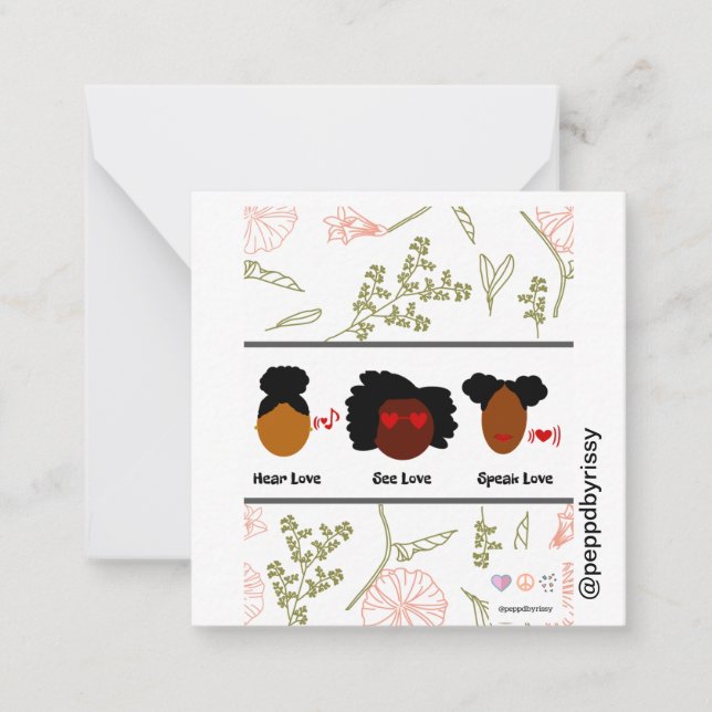 Ouça Amor, Veja Amor, Fale Amor Cartão Plano (Frente)