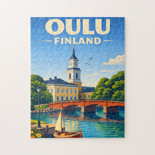 Oulu Finlândia Quebra-Cabeça Viagem Vintage (Vertical)