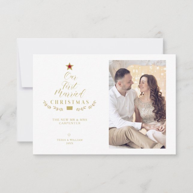 Our First Married Christmas Quote Newlyweds Photo (Frente)