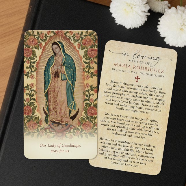 Our Lady of Guadalupe Floral Memorial Prayer Cards (Criador carregado)