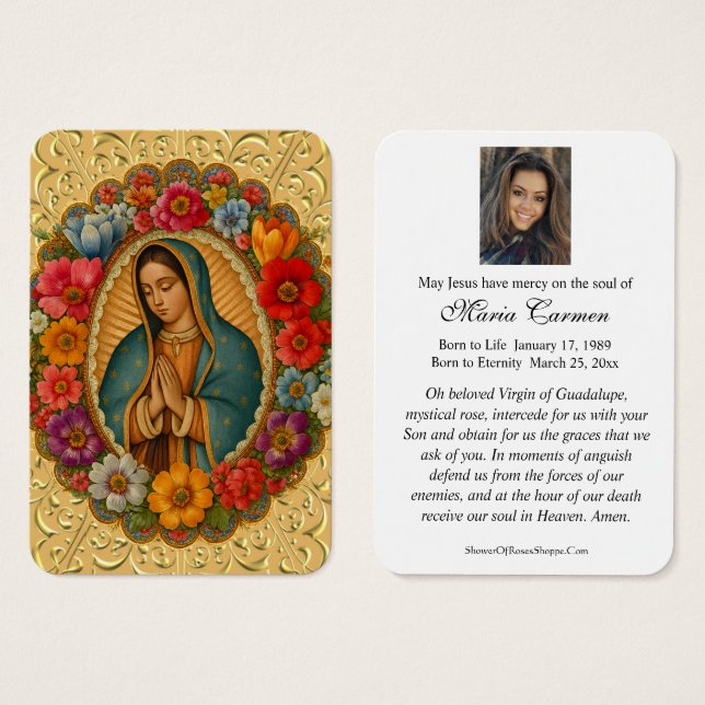 OUR LADY OF GUADALUPE FUNERAL PRAYER CARD (Frente & Verso)