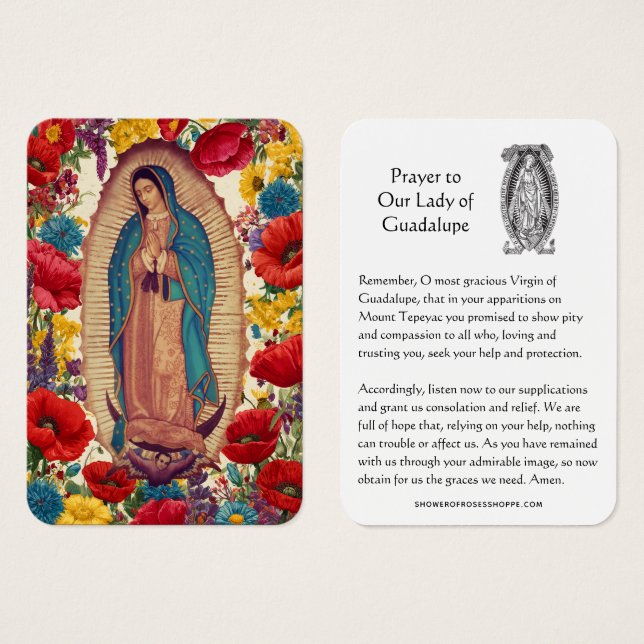 Our Lady of Guadalupe Prayer Holy Card (Frente & Verso)