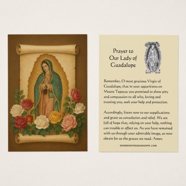 Our Lady of Guadalupe Prayer Holy Card (Frente & Verso)