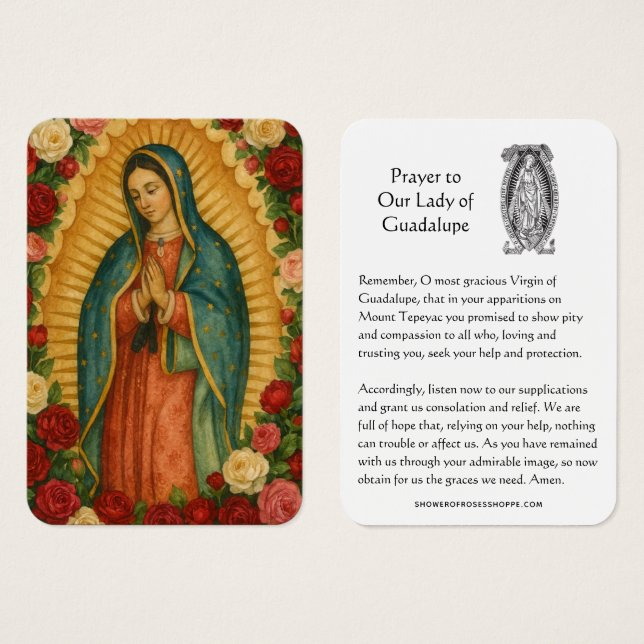 Our Lady of Guadalupe Prayer Holy Card (Frente & Verso)