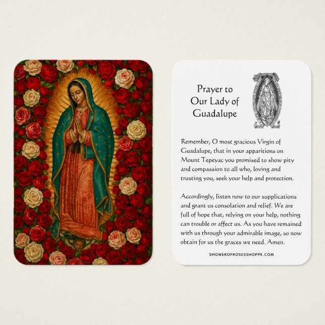 Our Lady of Guadalupe Prayer Holy Card (Frente & Verso)