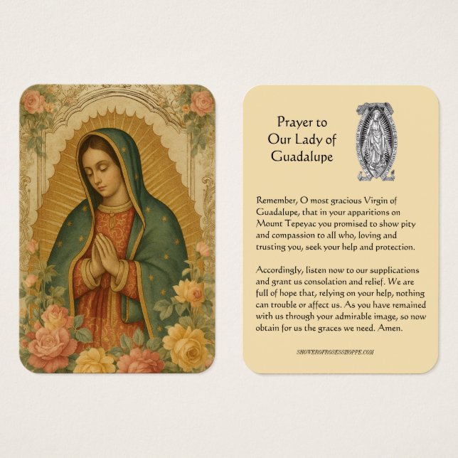 Our Lady of Guadalupe Prayer Holy Card (Frente & Verso)