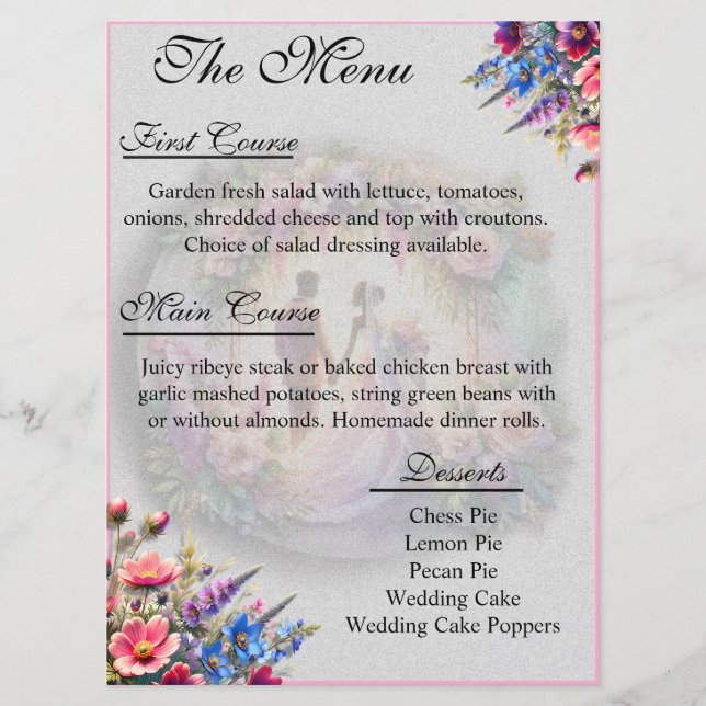 Our Love Reaches The Moon Wedding Menu (Frente)