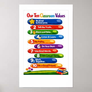 Our Ten Classroom Values – 11x17 Landscape Poster