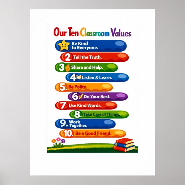 Our Ten Classroom Values – 18×24 Portrait Poster (Frente)