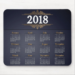 Ouro 2018 elegante e calendário azul   Mousepad