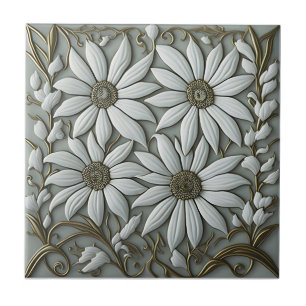 ouro 3D Decor de Parede Floral Nouveau Azulejo cer