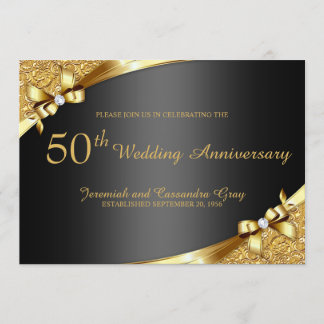 Ouro 50º Convite de Aniversário de Casamento