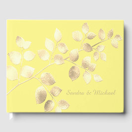 Ouro amarelo romântico deixa livro de convidados d