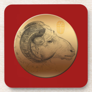 Ouro Ano Ram Astrologia Chinesa Porta copos Zodiac