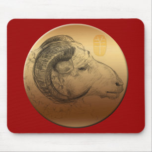 Ouro Ano Ram Chinês Astrolgy Zodiac Mousepad
