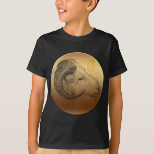 Ouro Ano Ram Chinês Astrologgue Zodibok Camisa