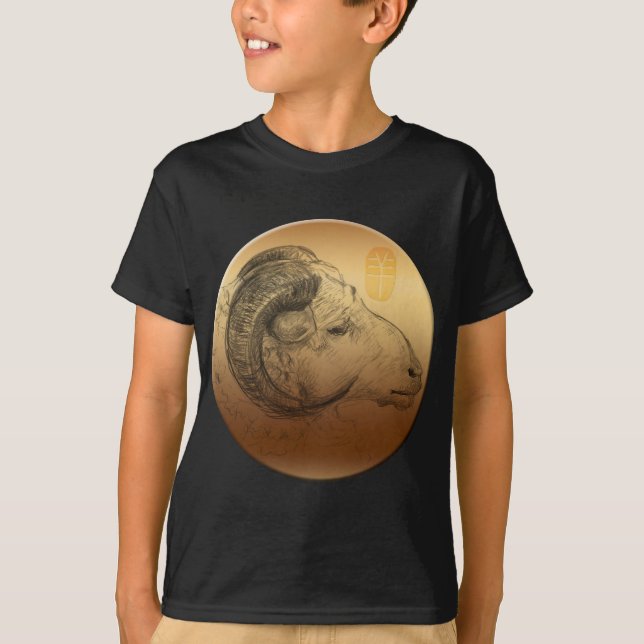 Ouro Ano Ram Chinês Astrologgue Zodibok Camisa (Frente)