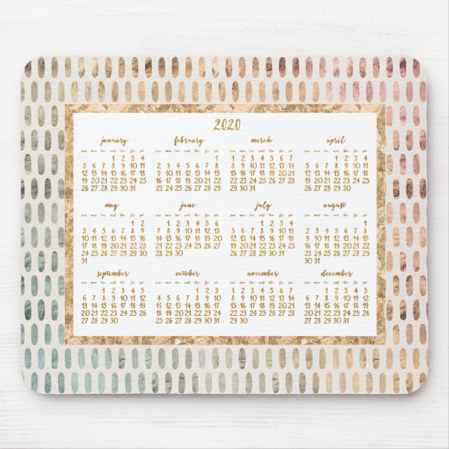 Ouro Anual 2020 Calendário Mouse pads Light (Frente)