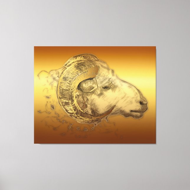 Ouro Aries Ram Chinês Canvas Zodiosa (Frente)