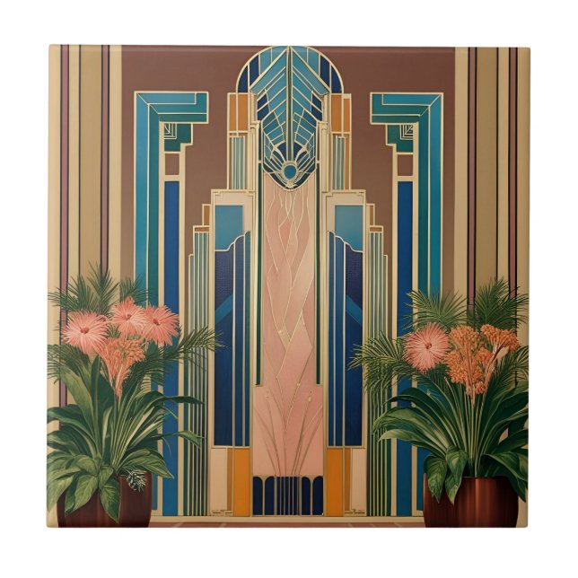 Ouro Art Deco Entrada Cerâmica Azulejo (Frente)