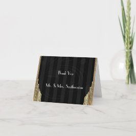 Ouro Art Deco Listra Casamento Agradecimento