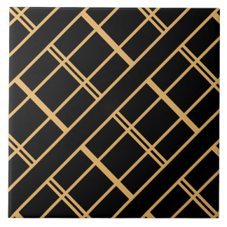 Ouro Art Deco Stripes em Azulejo Preto