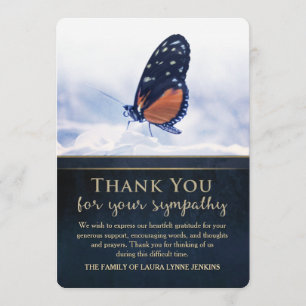 Ouro Azul Borboleta Simpatia Cartões de agradecime