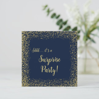 Ouro & Azul Marinho | Convite de Aniversário Surpr