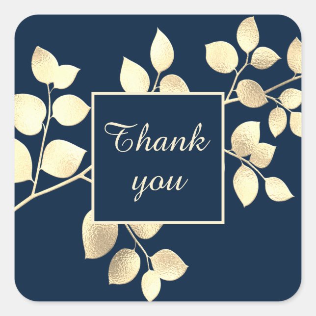 Ouro azul romântico deixa adesivo quadrado (Frente)