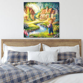 Ouro Boy by the Stream Painting Canvas Print