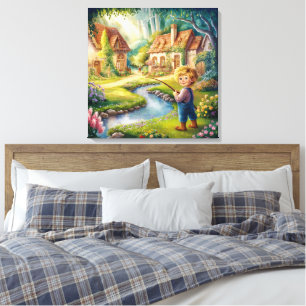 Ouro Boy by the Stream Painting Canvas Print