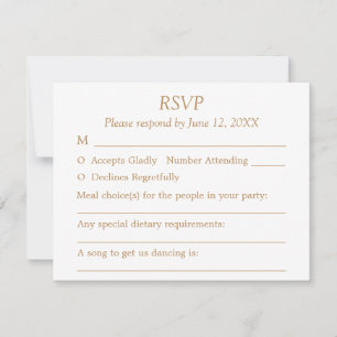 Ouro Branco Beige Guest Choices Weding RSVP Card
