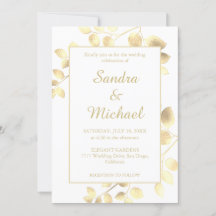 Ouro branco elegante deixa convite para casamento