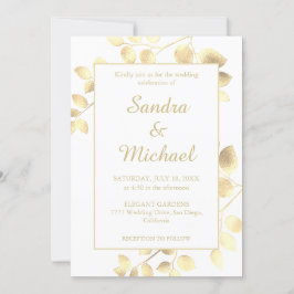 Ouro branco elegante deixa convite para casamento