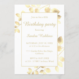 Ouro branco elegante deixa o convite de aniversári