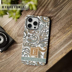 Ouro Branco Paisley Azul Cinza Personalizável