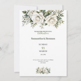 Ouro branco Rosas luxuosas convite para o casament