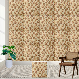 Ouro Brown Paw Print Patterno Azulejo