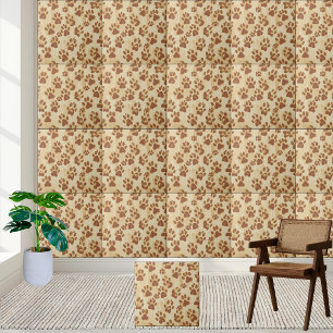 Ouro Brown Paw Print Patterno Azulejo