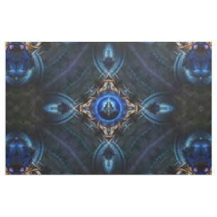 Ouro Caleidoscópio Impressão Tecido azul