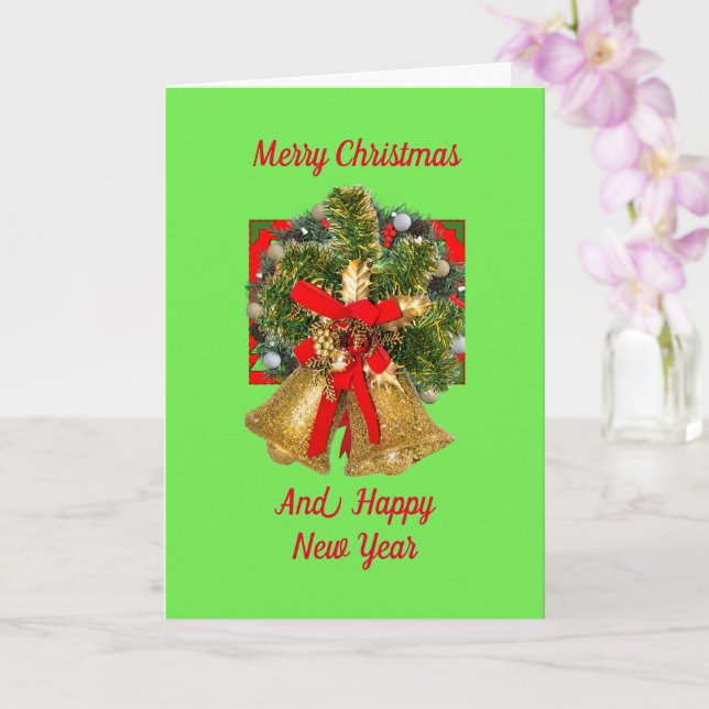 Ouro, Cartão de Natal Dobrado de 5" x 7" (Orquídea)