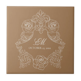 Ouro Castanho Vitoriano Monograma Logotipo cerâmic