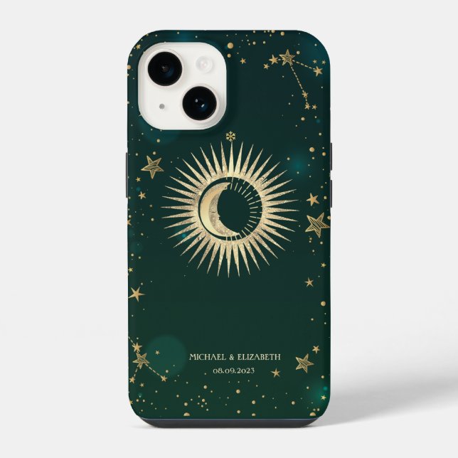 Ouro Celestial Sol e Lua Estrelas Verde (Verso)